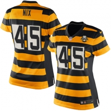 Women's Nike Pittsburgh Steelers #45 Roosevelt Nix Limited Yellow/Black Alternate 80TH Anniversary Throwback NFL Jersey
