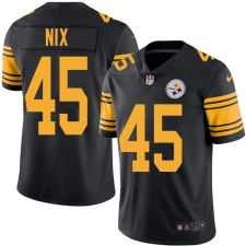Youth Nike Pittsburgh Steelers #45 Roosevelt Nix Elite Black Rush Vapor Untouchable NFL Jersey