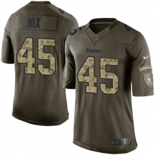 Youth Nike Pittsburgh Steelers #45 Roosevelt Nix Elite Green Salute to Service NFL Jersey