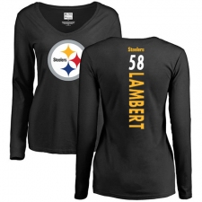 NFL Women's Nike Pittsburgh Steelers #58 Jack Lambert Black Backer Slim Fit Long Sleeve T-Shirt