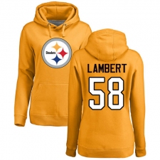 NFL Women's Nike Pittsburgh Steelers #58 Jack Lambert Gold Name & Number Logo Pullover Hoodie