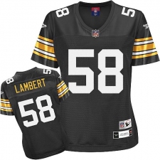 Reebok Pittsburgh Steelers #58 Jack Lambert Black Women's Throwback Team Color Replica NFL Jersey