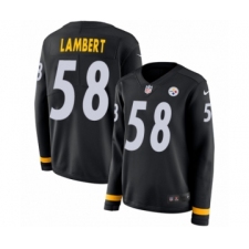Women's Nike Pittsburgh Steelers #58 Jack Lambert Limited Black Therma Long Sleeve NFL Jersey