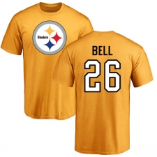 NFL Nike Pittsburgh Steelers #26 Le'Veon Bell Gold Name & Number Logo T-Shirt