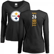 NFL Women's Nike Pittsburgh Steelers #26 Le'Veon Bell Black Backer Slim Fit Long Sleeve T-Shirt