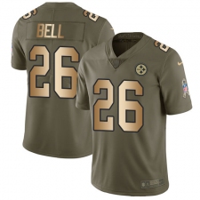 Youth Nike Pittsburgh Steelers #26 Le'Veon Bell Limited Olive/Gold 2017 Salute to Service NFL Jersey