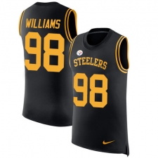 Men's Nike Pittsburgh Steelers #98 Vince Williams Limited Black Rush Player Name & Number Tank Top NFL Jersey