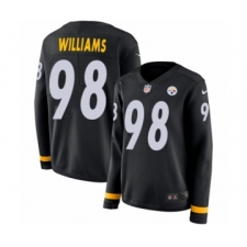 Women's Nike Pittsburgh Steelers #98 Vince Williams Limited Black Therma Long Sleeve NFL Jersey