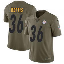 Men's Nike Pittsburgh Steelers #36 Jerome Bettis Limited Olive 2017 Salute to Service NFL Jersey