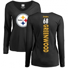 NFL Women's Nike Pittsburgh Steelers #68 L.C. Greenwood Black Backer Slim Fit Long Sleeve T-Shirt