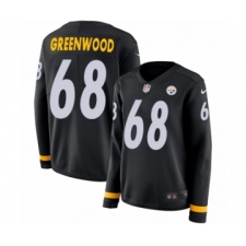 Women's Nike Pittsburgh Steelers #68 L.C. Greenwood Limited Black Therma Long Sleeve NFL Jersey
