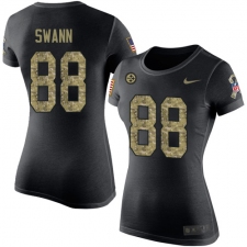 Women's Nike Pittsburgh Steelers #88 Lynn Swann Black Camo Salute to Service T-Shirt
