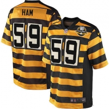 Men's Nike Pittsburgh Steelers #59 Jack Ham Elite Yellow/Black Alternate 80TH Anniversary Throwback NFL Jersey