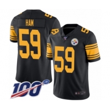 Men's Pittsburgh Steelers #59 Jack Ham Limited Black Rush Vapor Untouchable 100th Season Football Jersey