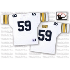 Mitchell And Ness Pittsburgh Steelers #59 Jack Ham White Authentic Throwback NFL Jersey