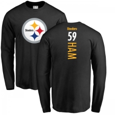 NFL Nike Pittsburgh Steelers #59 Jack Ham Black Backer Long Sleeve T-Shirt