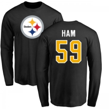 NFL Nike Pittsburgh Steelers #59 Jack Ham Black Name & Number Logo Long Sleeve T-Shirt