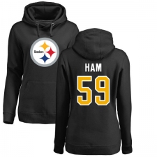 NFL Women's Nike Pittsburgh Steelers #59 Jack Ham Black Name & Number Logo Pullover Hoodie
