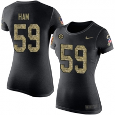 Women's Nike Pittsburgh Steelers #59 Jack Ham Black Camo Salute to Service T-Shirt