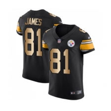 Men's Pittsburgh Steelers #81 Jesse James Elite Black Gold Team Color Football Jersey