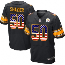 Men's Nike Pittsburgh Steelers #50 Ryan Shazier Elite Black Home USA Flag Fashion NFL Jersey