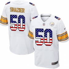 Men's Nike Pittsburgh Steelers #50 Ryan Shazier Elite White Road USA Flag Fashion NFL Jersey