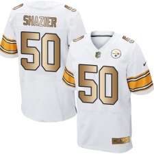 Men's Nike Pittsburgh Steelers #50 Ryan Shazier Elite White/Gold NFL Jersey