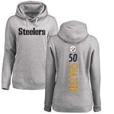 NFL Women's Nike Pittsburgh Steelers #50 Ryan Shazier Ash Backer Pullover Hoodie