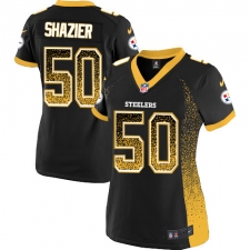 Women's Nike Pittsburgh Steelers #50 Ryan Shazier Elite Black Drift Fashion NFL Jersey