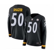 Women's Nike Pittsburgh Steelers #50 Ryan Shazier Limited Black Therma Long Sleeve NFL Jersey