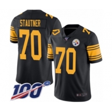 Men's Pittsburgh Steelers #70 Ernie Stautner Limited Black Rush Vapor Untouchable 100th Season Football Jersey