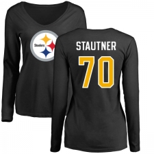 NFL Women's Nike Pittsburgh Steelers #70 Ernie Stautner Black Name & Number Logo Slim Fit Long Sleeve T-Shirt