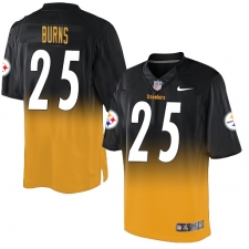 Men's Nike Pittsburgh Steelers #25 Artie Burns Elite Black/Gold Fadeaway NFL Jersey
