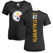 NFL Women's Nike Pittsburgh Steelers #82 John Stallworth Black Backer Slim Fit T-Shirt