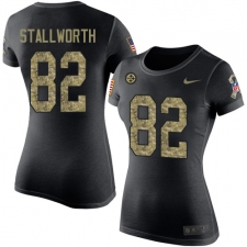 Women's Nike Pittsburgh Steelers #82 John Stallworth Black Camo Salute to Service T-Shirt