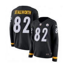 Women's Nike Pittsburgh Steelers #82 John Stallworth Limited Black Therma Long Sleeve NFL Jersey