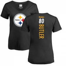 NFL Women's Nike Pittsburgh Steelers #80 Jack Butler Black Backer Slim Fit T-Shirt