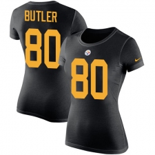 Women's Nike Pittsburgh Steelers #80 Jack Butler Black Rush Pride Name & Number T-Shirt