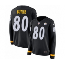 Women's Nike Pittsburgh Steelers #80 Jack Butler Limited Black Therma Long Sleeve NFL Jersey