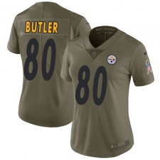 Women's Nike Pittsburgh Steelers #80 Jack Butler Limited Olive 2017 Salute to Service NFL Jersey