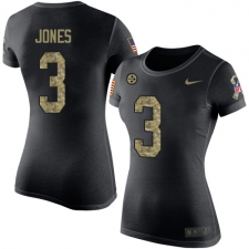 Women's Nike Pittsburgh Steelers #3 Landry Jones Black Camo Salute to Service T-Shirt