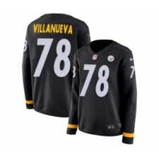 Women's Nike Pittsburgh Steelers #78 Alejandro Villanueva Limited Black Therma Long Sleeve NFL Jersey