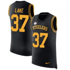 Men's Nike Pittsburgh Steelers #37 Carnell Lake Limited Black Rush Player Name & Number Tank Top NFL Jersey