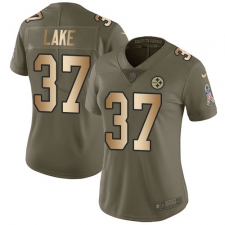 Women's Nike Pittsburgh Steelers #37 Carnell Lake Limited Olive/Gold 2017 Salute to Service NFL Jersey