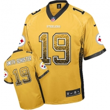 Men's Nike Pittsburgh Steelers #19 JuJu Smith-Schuster Elite Gold Drift Fashion NFL Jersey