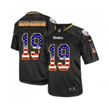 Men's Pittsburgh Steelers #19 JuJu Smith-Schuster Elite Black USA Flag Fashion Football Jersey