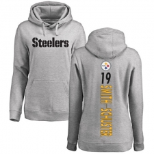 NFL Women's Nike Pittsburgh Steelers #19 JuJu Smith-Schuster Ash Backer Pullover Hoodie