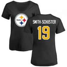 NFL Women's Nike Pittsburgh Steelers #19 JuJu Smith-Schuster Black Name & Number Logo Slim Fit T-Shirt