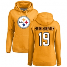 NFL Women's Nike Pittsburgh Steelers #19 JuJu Smith-Schuster Gold Name & Number Logo Pullover Hoodie