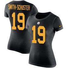 Women's Nike Pittsburgh Steelers #19 JuJu Smith-Schuster Black Rush Pride Name & Number T-Shirt
